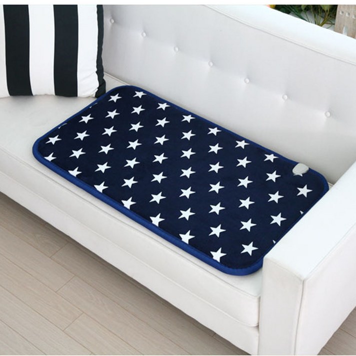 하마전자 작은별 2인용 등받이겸용 극세사 전기방석, 2인용, 작은별