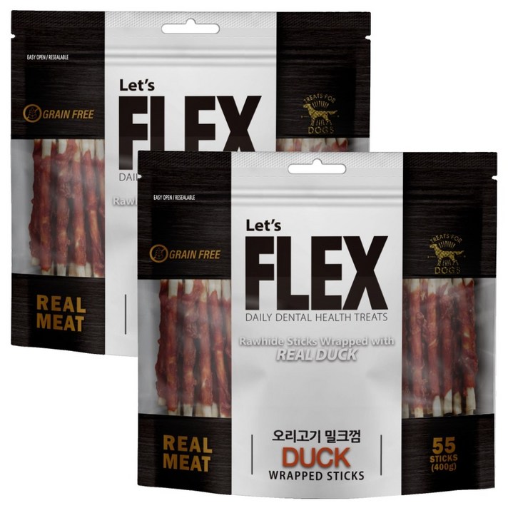 플렉스 반려견간식 밀크껌 400g, 오리고기맛, 2개