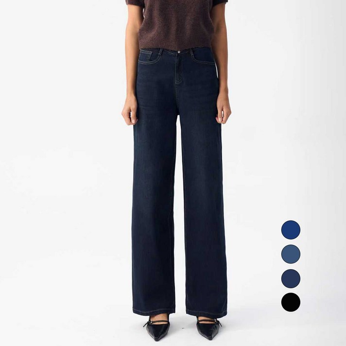 엘블로썸 여성 숏,기본,롱 스판 와이드 핏좋은 히든밴드 청바지