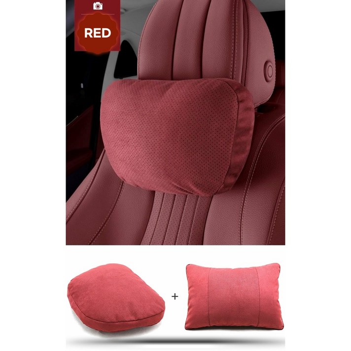 에이제이콰이어트 차량용 정품 오리지널 스웨이드 고품질 통기성 쿠션 방석 세트 AJQ30618002, RED, 2세트
