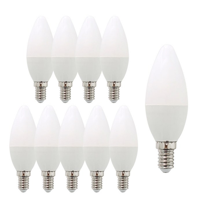 알라딘라이팅 LED 불투명 촛대구 E14 샹들리에 전구, 10개, 전구색 알라딘라이팅 LED 불투명 촛대구 E14 샹들리에 전구, 10개, 전구색