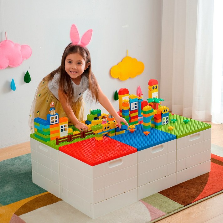 키텐실 장난감 정리함KC인증 레고 듀플로 폴딩 보관함 레고판 리빙박스 정리함