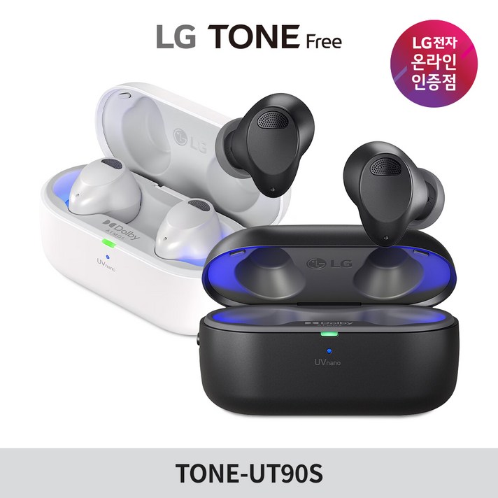 LG 톤프리 TONEUT90S TWS 블루투스이어폰, 무선이어폰, 적응형 노이즈캔슬링, 돌비사운드, 헤드트래킹, 음성픽업 3마이크, 통화품질 향상, UVnano 99.9 살균, 화이트A134