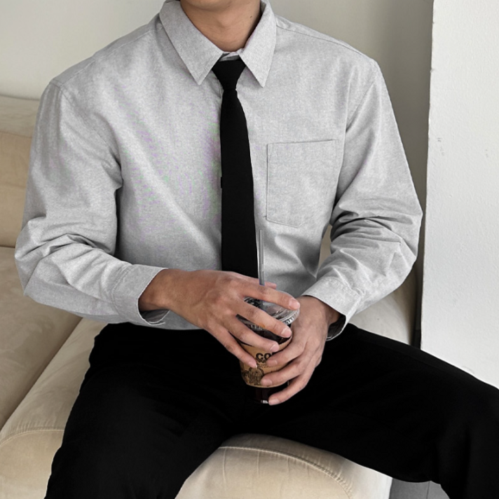 면 100 고퀄리티 남자 오버 루즈핏 고밀도면 카라 옥스포드 셔츠 빅사이즈