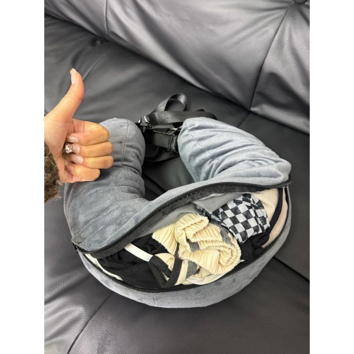 휴대용 여행 옷을 넣을수있는 U자형 목베개 가방 장거리 비행기 사용