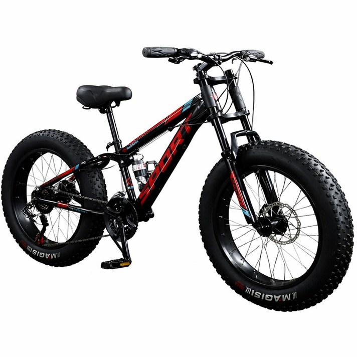 테라로드 오프로드 접이식 자전거 MTB 4인치 초광폭 타이어 접이식 산악 미끄럼방지, 1개, 190cm, 블랙레드30단