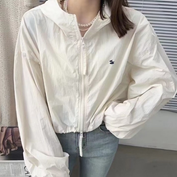 우리무드 여름 루즈핏 크롭 바람막이