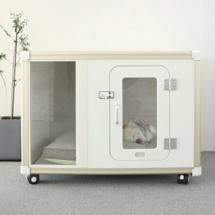 강아지방음부스 테일로디 케어펫 뮤트 스퀘어 반려동물을 위한 쾌적하고 아늑한 방음하우스, 1개, 화이트샴페인 골드