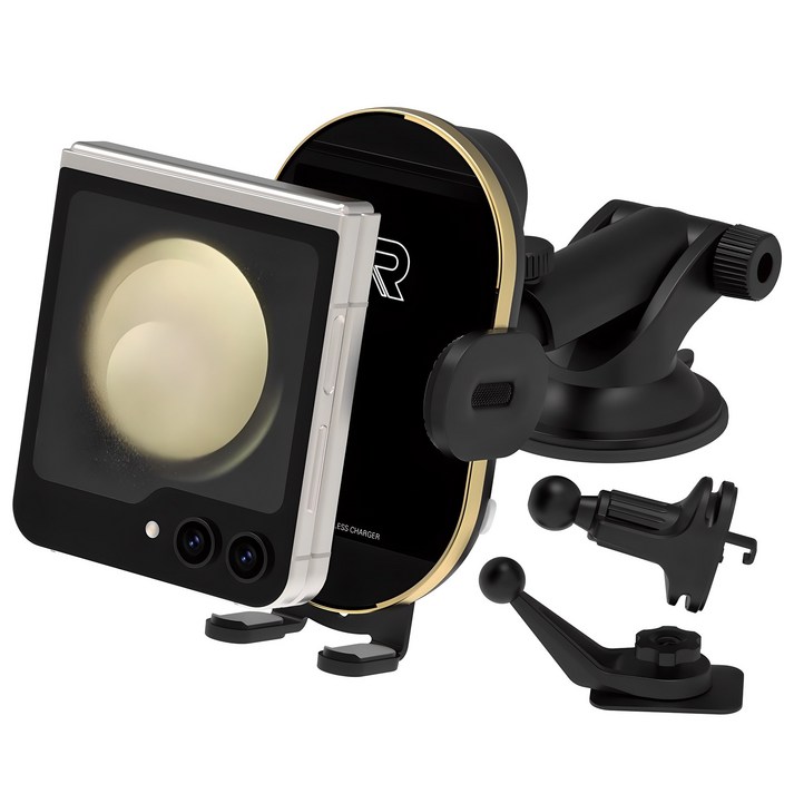 로랜텍 15W 차량용 고속 무선충전 거치대 세트 RT-DUAL911, 단일 색상, RT-DUAL911