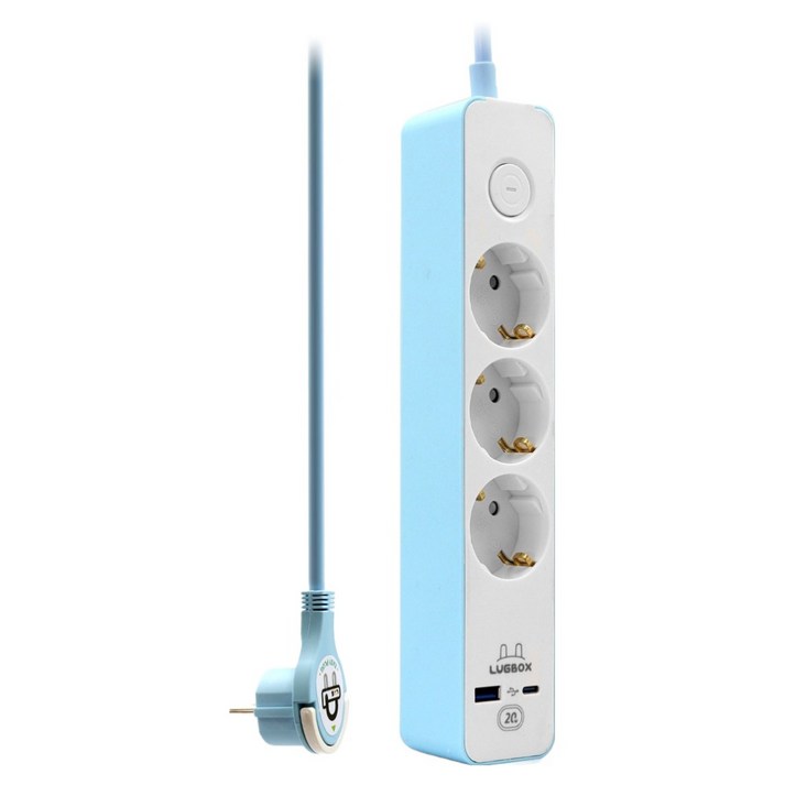 러그박스 고속충전 USB C타입 고용량 멀티탭 3구 3500W 블루, 1개, 1.5m