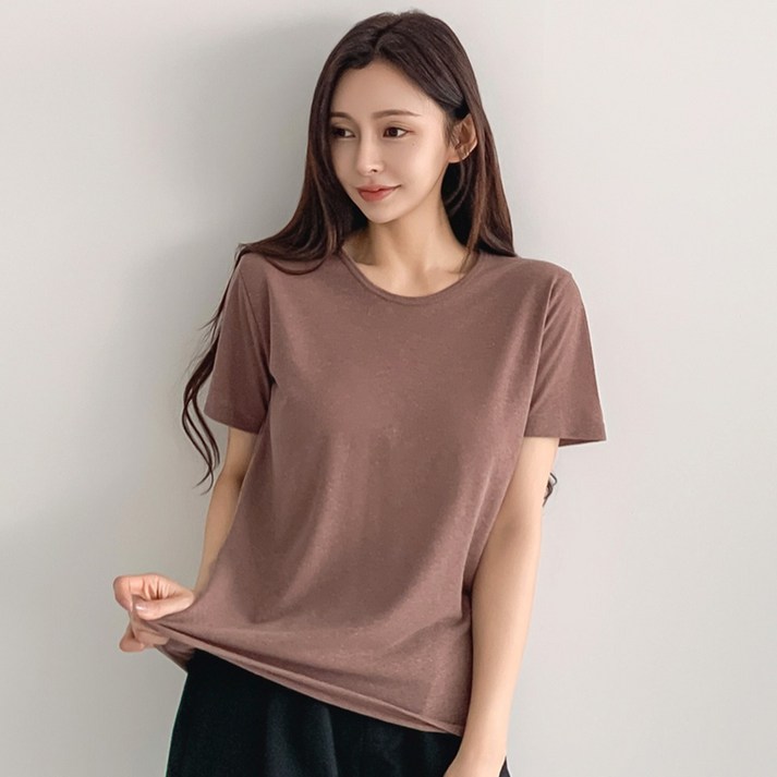 부루앤쥬디 여성용 G 린넨 유넥 반팔 티셔츠 BORGTS401D