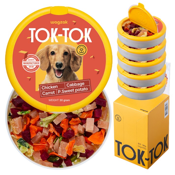 와그작 강아지 톡톡 미니 트릿, 혼합맛(닭가슴살/자색고구마/당근/양배추), 30g, 6개