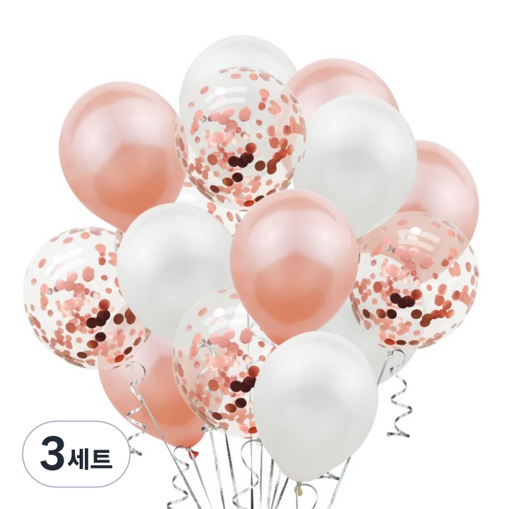 에브리띵스마일 컨페티 라운드 생일파티 혼합 풍선 20p 세트, 로즈골드, 3세트 에브리띵스마일 컨페티 라운드 생일파티 혼합 풍선 20p 세트, 로즈골드, 3세트
