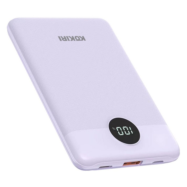 코끼리 고속충전 미니 LCD 잔량표시 PD 22.5W 보조배터리 10000mAh, 퍼플, KPB-RM10P1A1