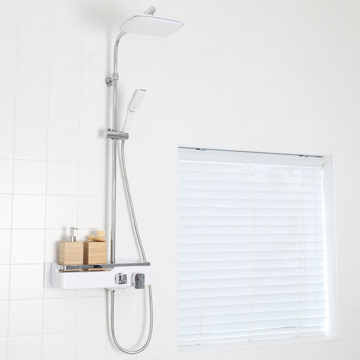 두진 루나 무타공 선반형 해바라기 샤워기 레인 수전 화이트 DJ-5200 방문설치, 1개