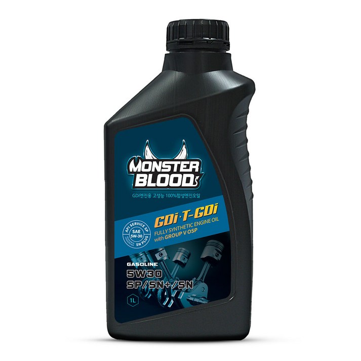 몬스터블러드 5W30 GDi SP SN PLUS 가솔린 LPG 하이브리드 엔진오일, 1개, 가솔린용 5W30 GDi SP SN+ SN, 5w30