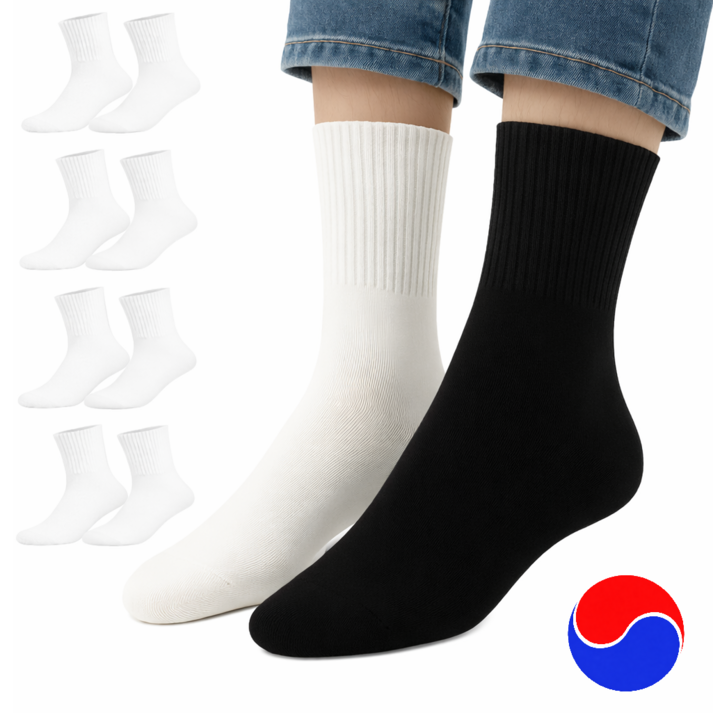 도바킨스 남녀공용 국산 고급 무지 중목 양말 8켤레