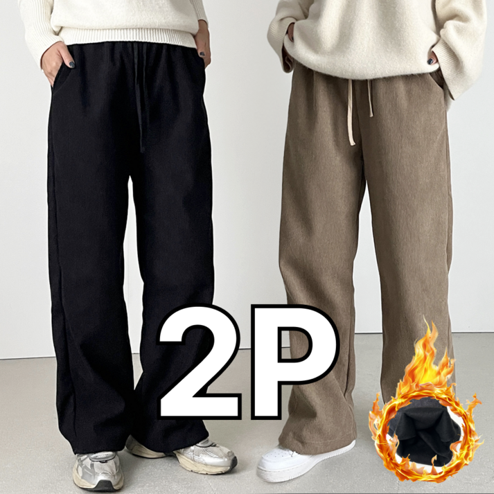 [1+1] 핏노블 여성 기모 코듀로이팬츠 세미와이드 골덴바지