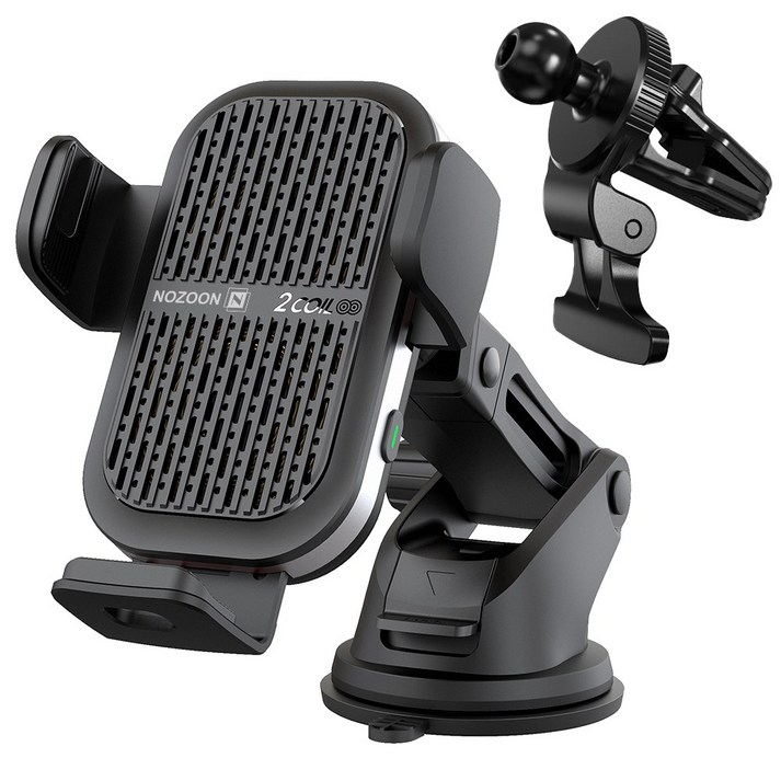 노존 차량용 고속 듀얼코일 쿨링팬 15W 무선충전 거치대 S25 Z플립6 호환