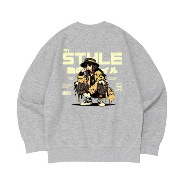 남녀공용 오버핏 맨투맨 봄 가을 겨울 프린팅 빅사이즈 - My style