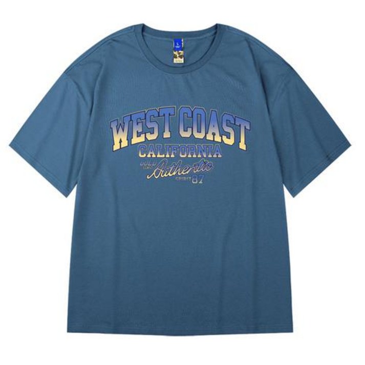남자 오버핏 반팔티 빅사이즈 미국 하이 스트리트 반팔 티셔츠 WESTCOAST