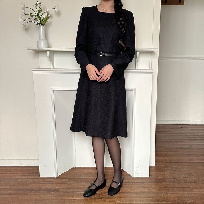 SXXL 빅사이즈 스퀘어넥 트위드 결혼식 하객 원피스 상견례 정장 키작녀 하객룩