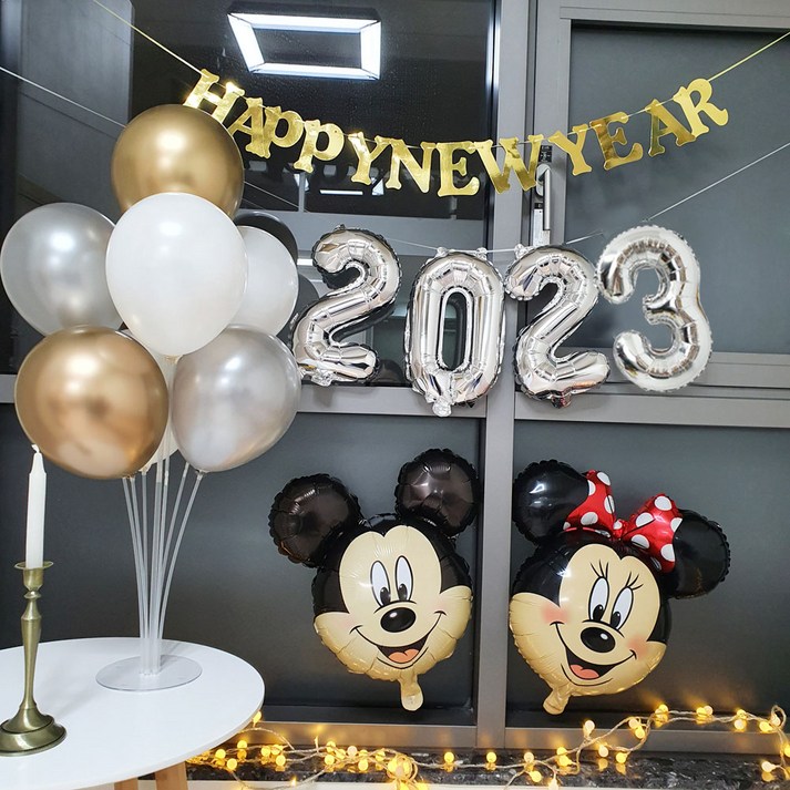 해피뉴이어 미키 미니 가랜드 풍선세트 신년파티 소품