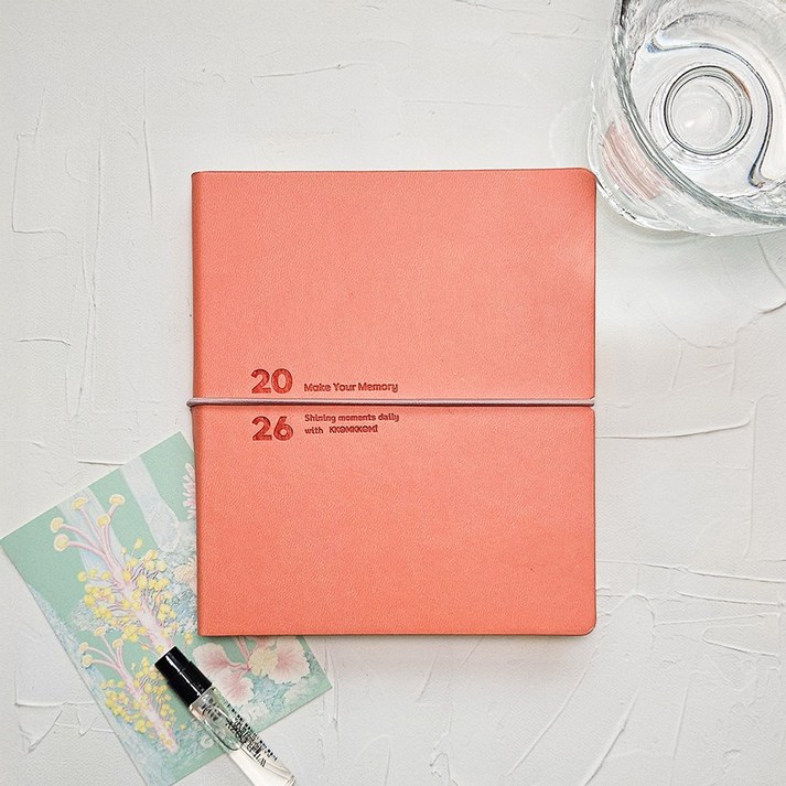 꼼꼬미 2026 모먼트 스퀘어 업무용 회사 가죽 소량 대량 주문 제작 다이어리, 피치 코랄