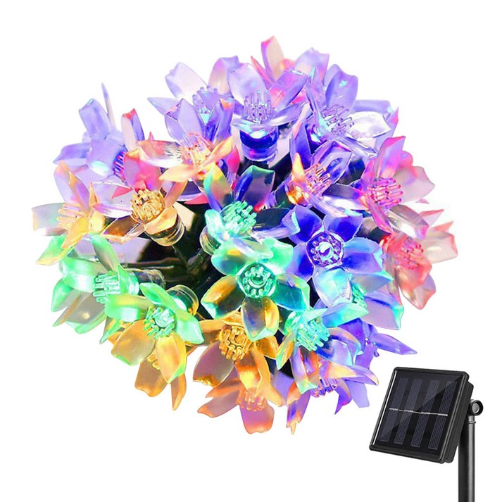 50 LED 태양 문자열 조명 체인 방수 야외 조명 장식 램프 꽃 크리스마스 파티 정원 LED 빛 체인
