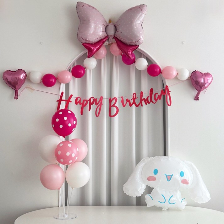 풀문랜드 산리오 마이멜로디 풍선 시나모롤 생일풍선 파티 세트, 1개, 시나모롤 핑크 기본세트