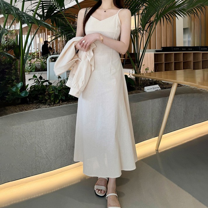 아름모먼트 여성 바캉스 르보 린넨 A라인 핀턱 셔츠 세트 BDD01