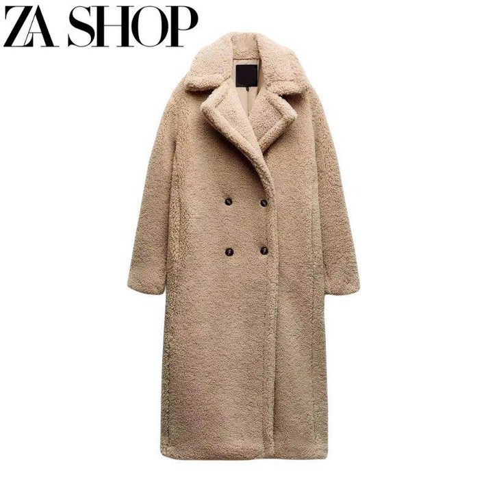 ZARA 자라 페이크 시어링 엑스트라 롱 코트 자켓 블랙 1255 700