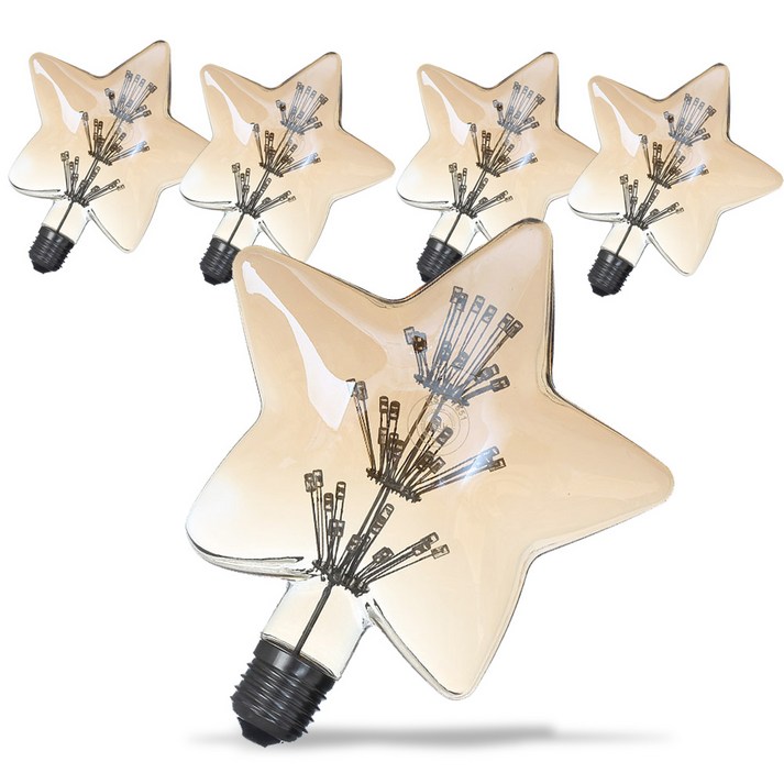 LED 에디슨 전구 별 눈꽃 3W 인테리어 카페, 5개, 전구색
