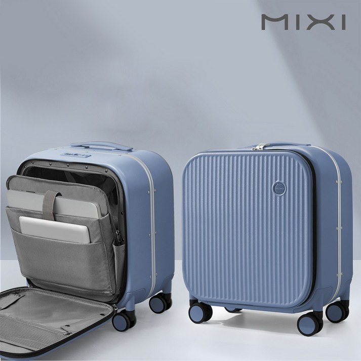 믹시 M808 18인치 기내 반입 PC 전면 오픈 노트북 수납 여행용 캐리어 여행가방 사파이어 블루