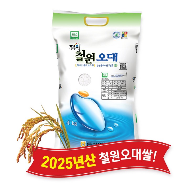 당일도정 동철원농협 운영 2025년산 두루웰 철원오대, 1개, 상등급, 4kg