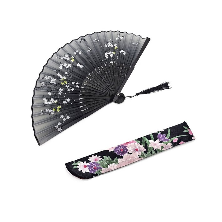 매혹부채 나비꽃 여름 여성부채 마음 시원한 바람 선물, 1개, 블랙