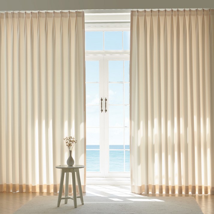 홈인홈 이지워시 높이조절 뉴린넨 사계절 암막 나비주름 커튼 2p 세트