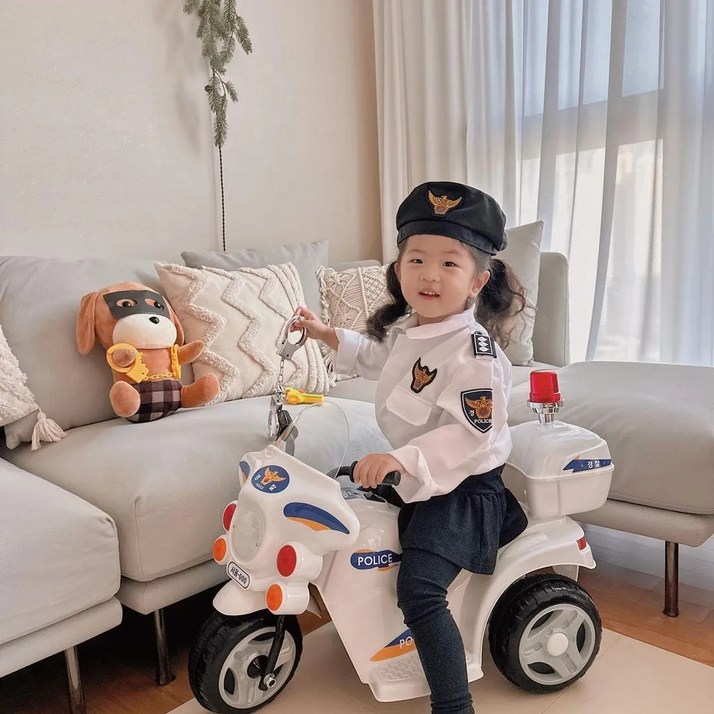 대호토이즈 유아용 경찰 오토바이 승용완구, 화이트, 1개