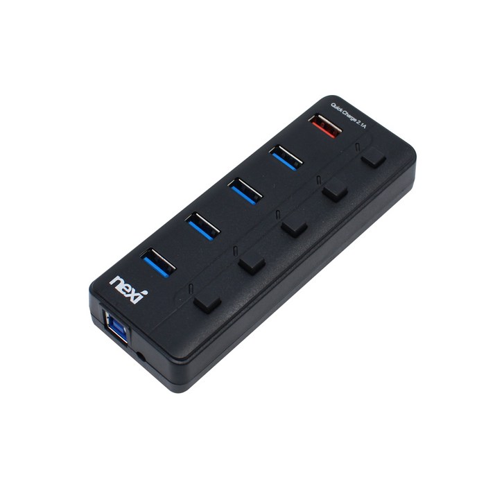넥시 USB 3.0 5포트 유전원 허브 NXU3005R, 혼합색상 넥시 USB 3.0 5포트 유전원 허브 NXU3005R, 혼합색상
