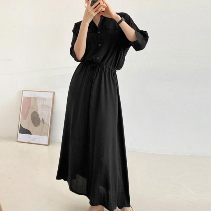 마이쏭 스트링플린셔츠롱원피스 빅사이즈 오버핏 데일리룩 여성스러운 루즈핏 체형커버 신상