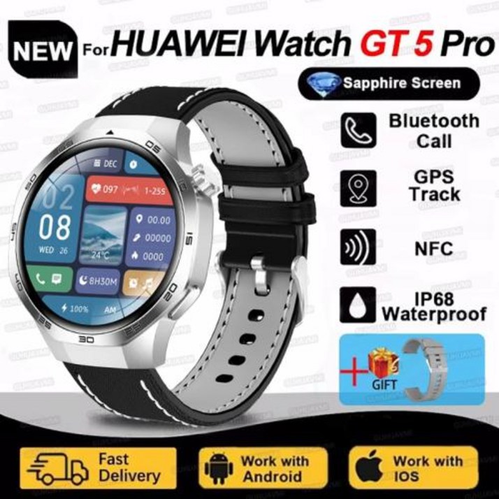 화웨이 워치 GT5 프로 스마트 워치 AMOLED 스크린 NFC GPS 트래커, 블루투스 통화, 건강 방수 스마트 워치,