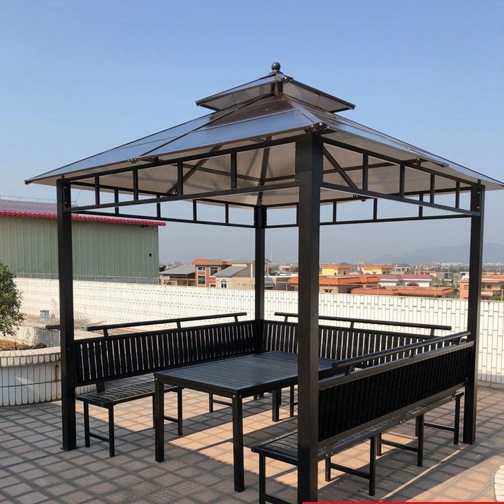 야외 정원 철제 정자 조립식 파고라 마당 테라스 농가용 티하우스, 3.5x4.5m 정자+3면 A
