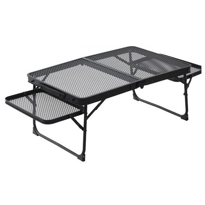 사이베이나 아웃도어 접이식 매쉬 테이블 캠핑 4단 알루미늄 폴딩 케이블 간편 설치 편리한 휴대성 피크닉 테이블, 블랙