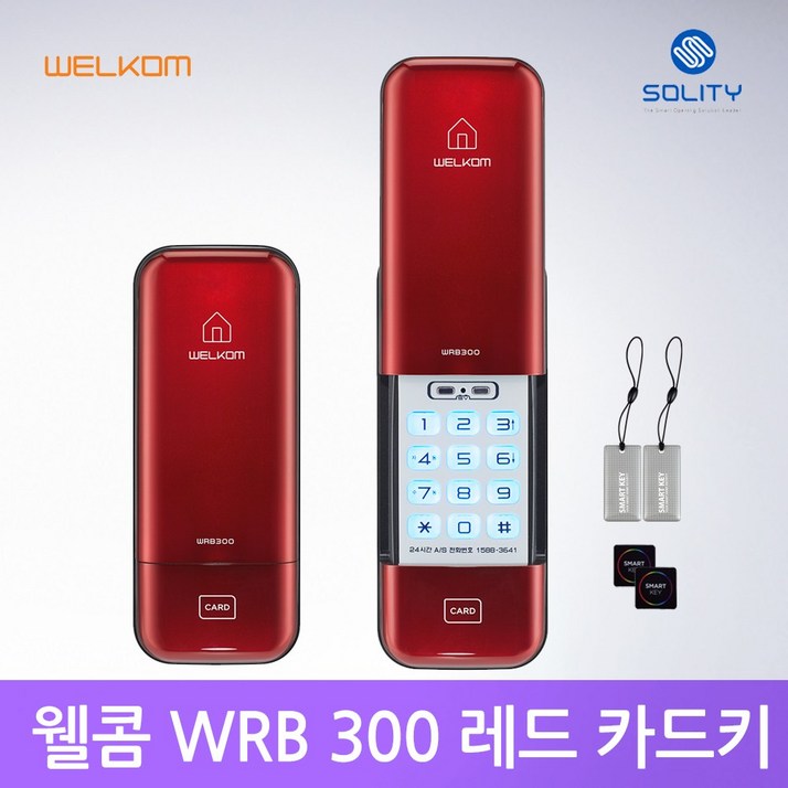 웰콤 WRB300 RF카드형 디지털도어락, 실버 B지역설치
