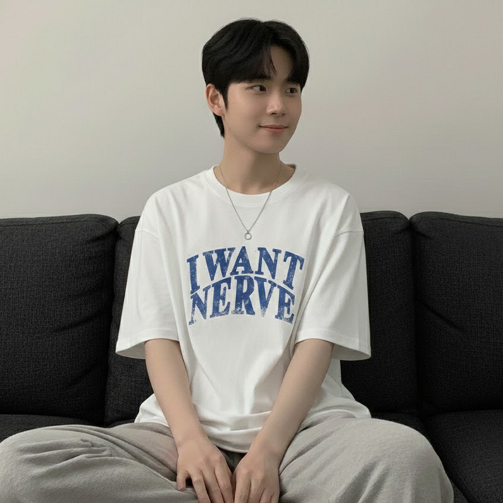 데일로엔 남자 여름 빅 사이즈 오버핏 레터링 프린팅 반팔 티셔츠