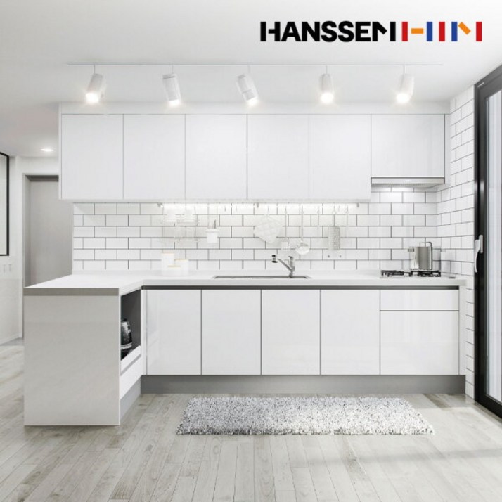 한샘 ★15월 5만상품권3만적립금★밀란 100 퓨어화이트기본ㄱ자4.34.7m이하