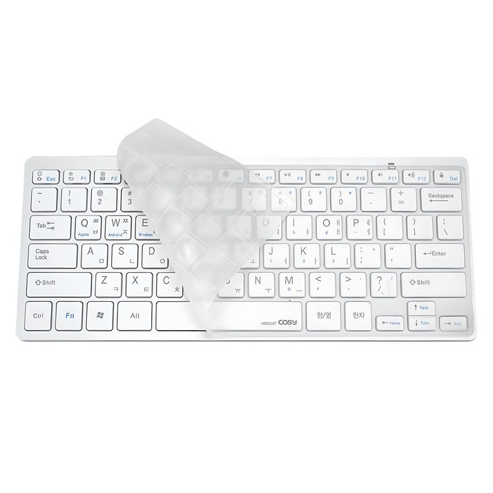 코시 블루투스 무선 텐키리스 키보드 + 키스킨, 실버, KB4001BT