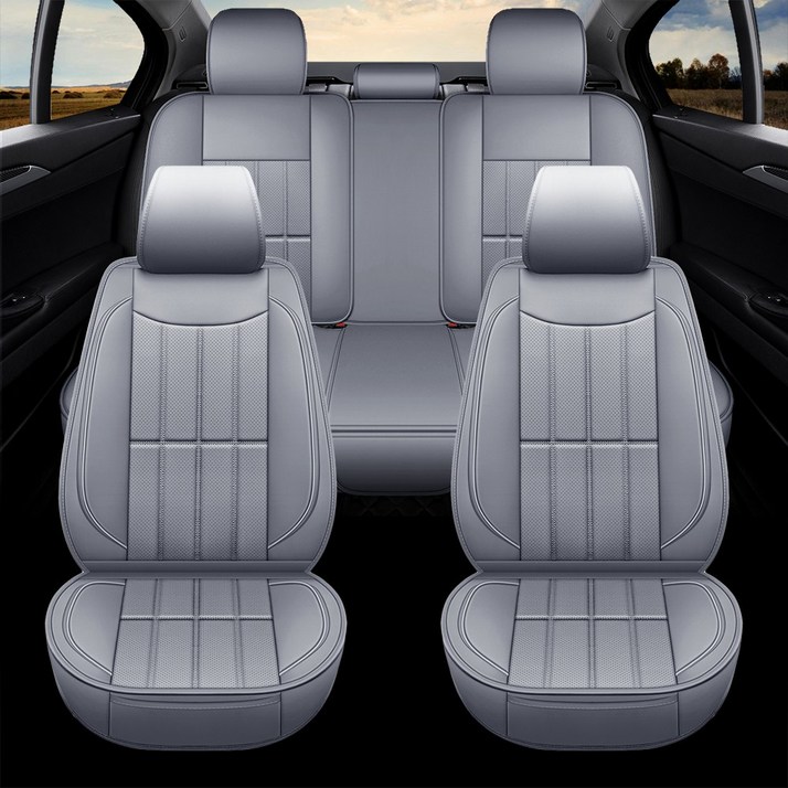 Novaseed 리무진시트커버, 통기 방수 방진, 합성 가죽 사계절용 자동차 시트커버, 대부분의 세단 및 SUV에 적합, Gray, 1세트