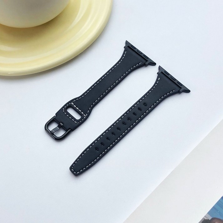 BuGeum 애플워치 스트랩 가죽 슬림 밴드 호환 11 10 9 8 7 6 5 SE3 SE2 Ultra2/3