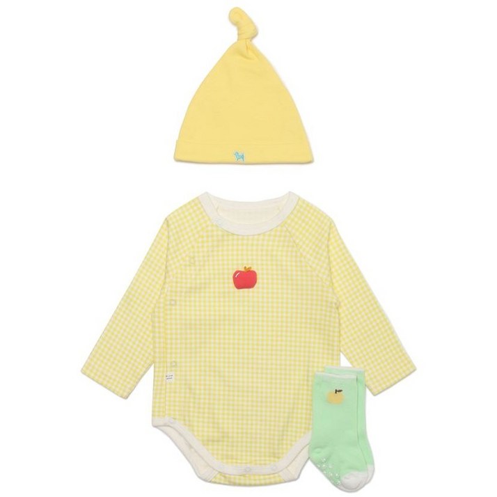 블루독베이비 바디슈트 모자 양말 3종 SET,  봄 가을 수트 세트 쌍둥이 출산선물 임신축하선물 50일 100일 돌 아기선물